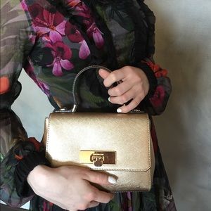 Michael Kors Callie Crossbody Satchel in gold